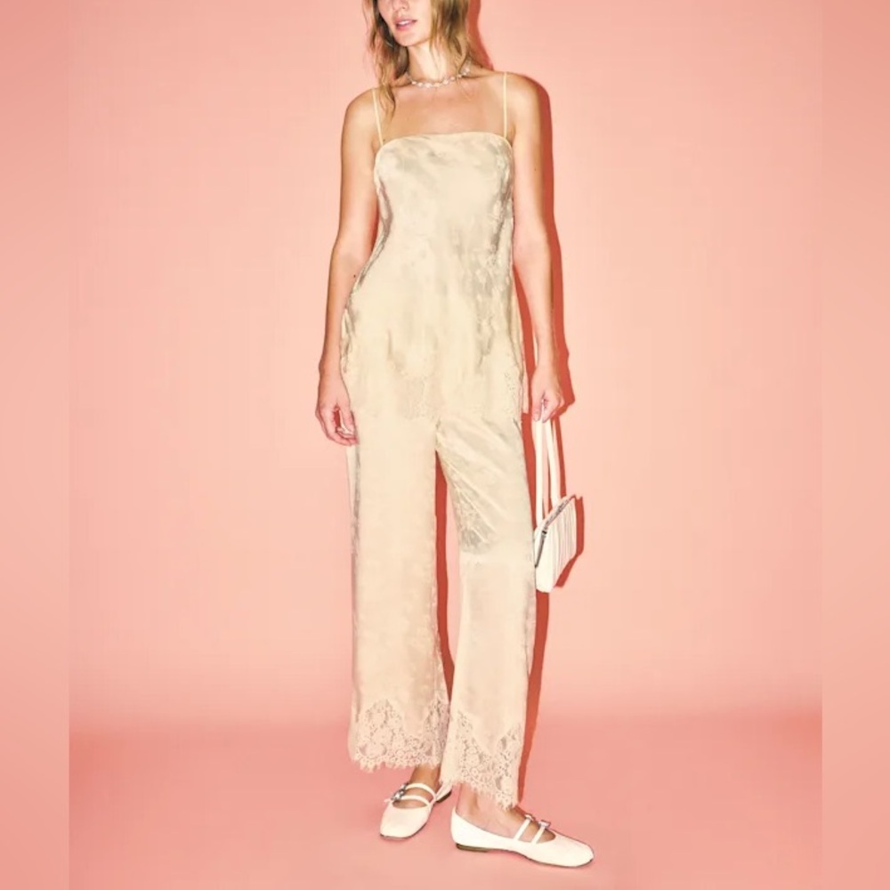 Reformation Carolina Silk Lace Hem Pant